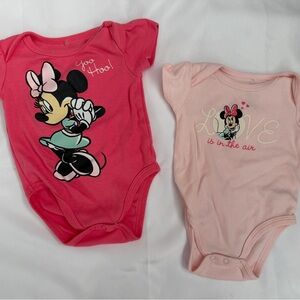 Disney Minnie Mouse Pink and Light Pink Onesies Bundle